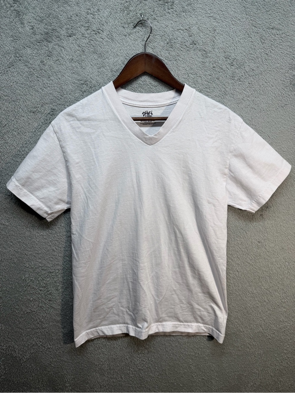 Shaka Wear Men's White V-Neck T-Shirt 100% Cotton Heavyweight Tee Size M